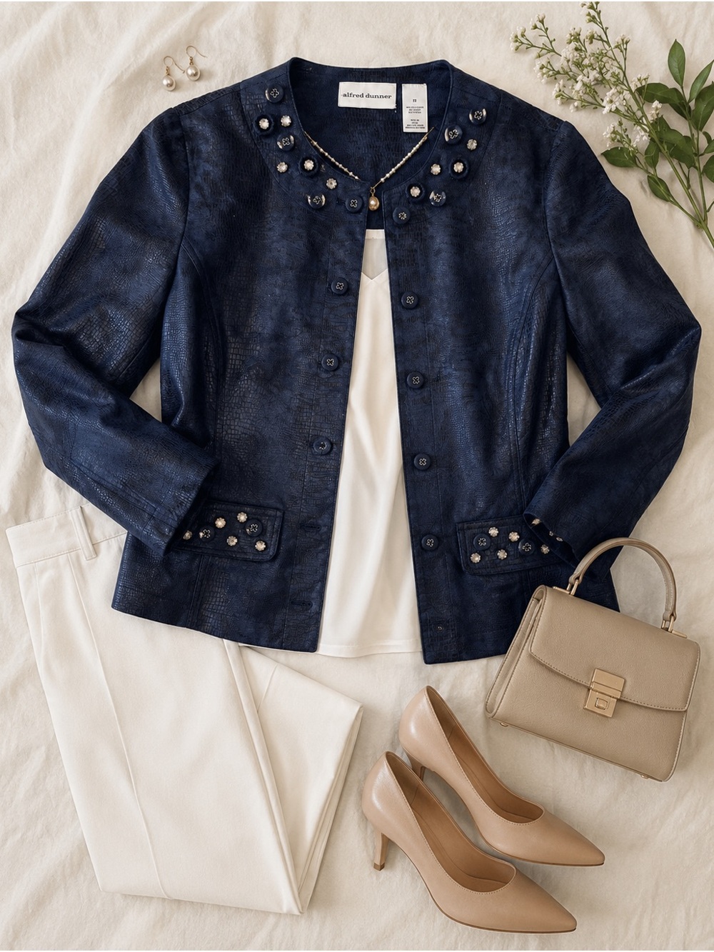 Alfred Dunner Navy Embellished Jacket - Picture 6 of 6